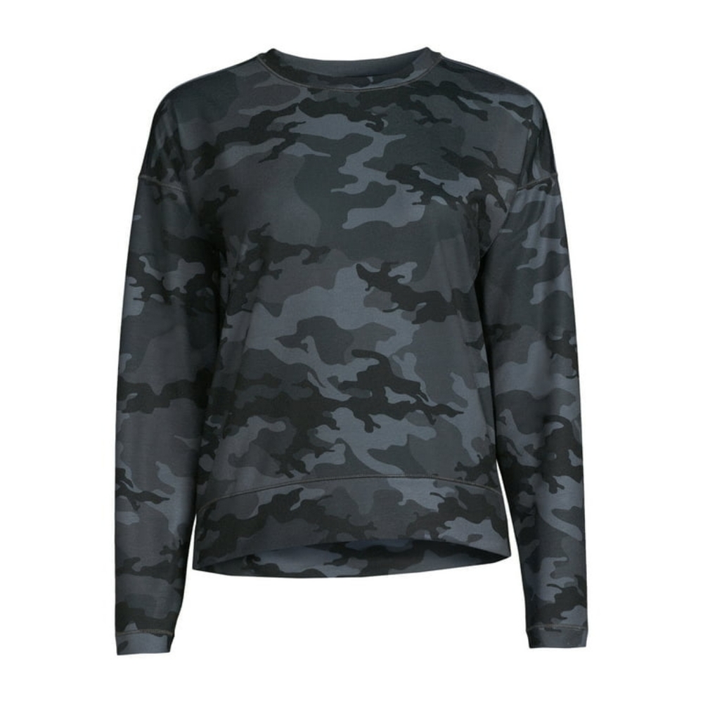 Avia Women's Long Sleeve Drop Shoulder Soft Black Camo Top XXL (20)